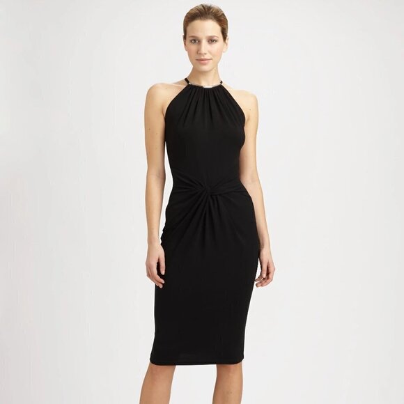Michael Kors Dresses & Skirts - Michael Kors black halter dress with gold necklace accent